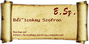 Bölcskey Szofron névjegykártya